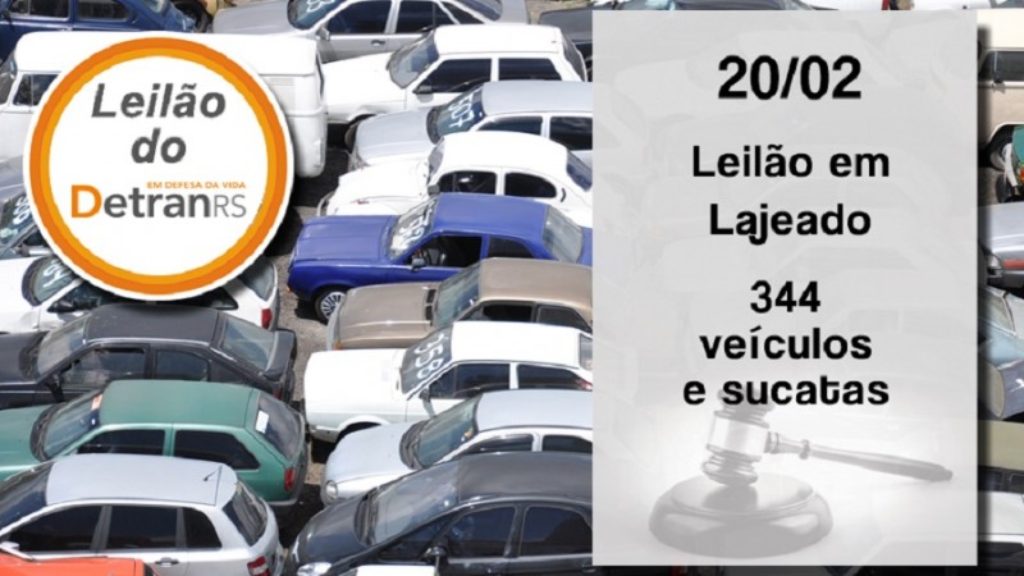 Leilão do Detran oferta mais de 300 veículos e sucatas em Lajeado na quarta-feira