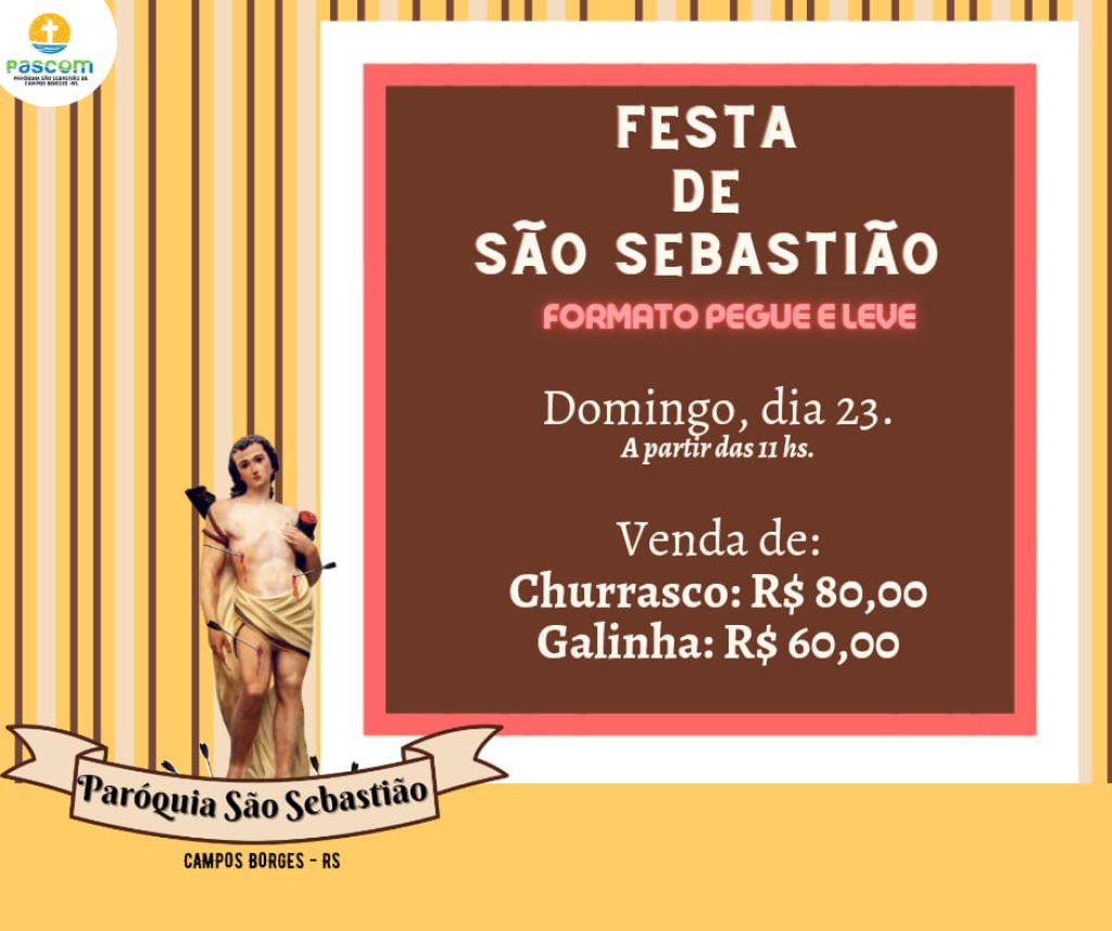 Festa de São Sebastião será no formato pegue e leve em Campos Borges