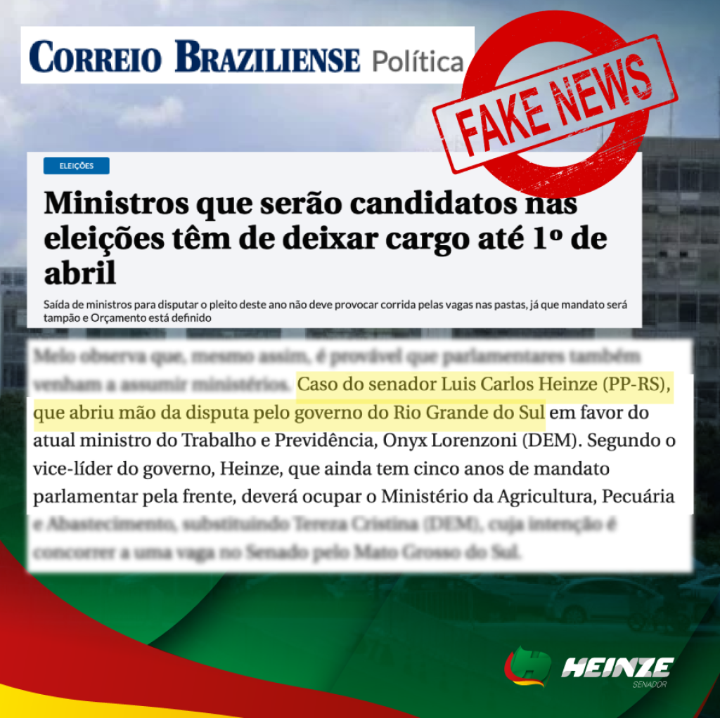 Heinze nega que irá assumir ministério e reafirma candidatura ao Governo do  RS em 2022
